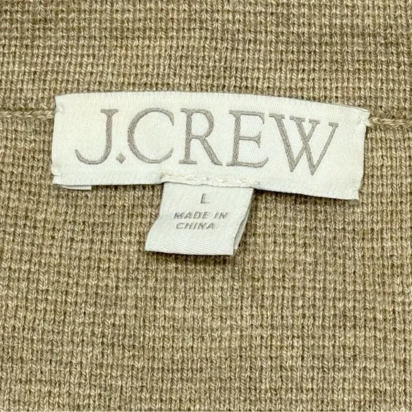 J. Crew Ella Open Front Long Sweater Blazer Sz L Merino Wool Tan Khaki AD753 - Picture 4 of 9